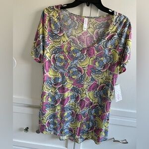 LuLaRoe Multicolor Floral Short Sleeve Top Size NWT